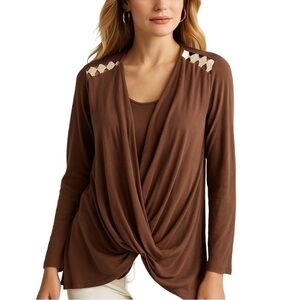 AUDREY 3+1 Drape Front Crossover Top Size M